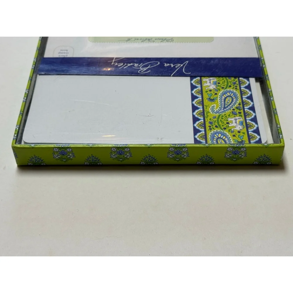 Vera Bradley CORRESPONDENCE CARDS (10) Citrus ELEPHANT Lime NOTE +Envelopes RARE